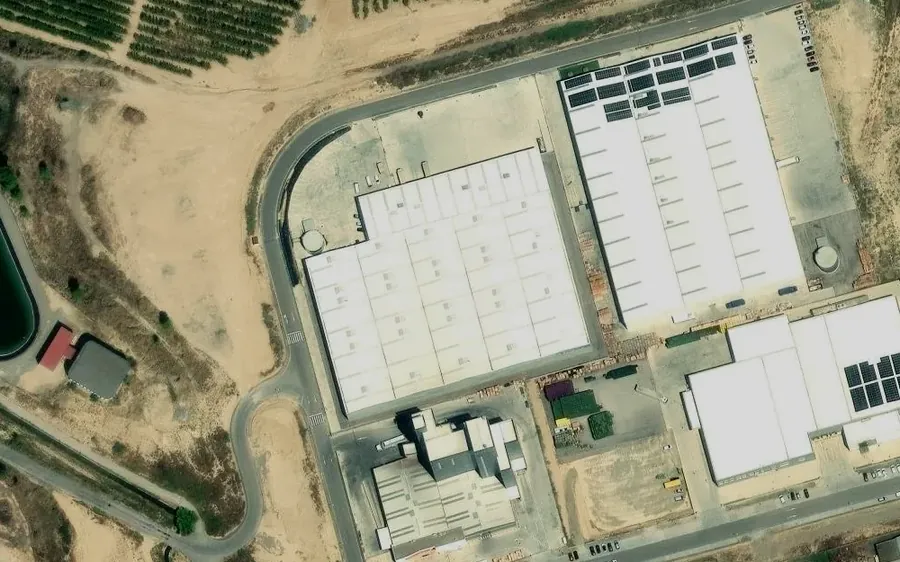 Vista aérea de las instalaciones de Fontanet Group en Fraga (Huesca)