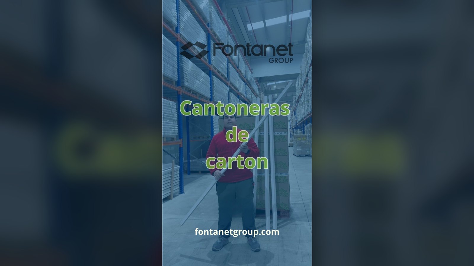 White cardboard corner protectors at the Fontanet Group warehouse in Fraga