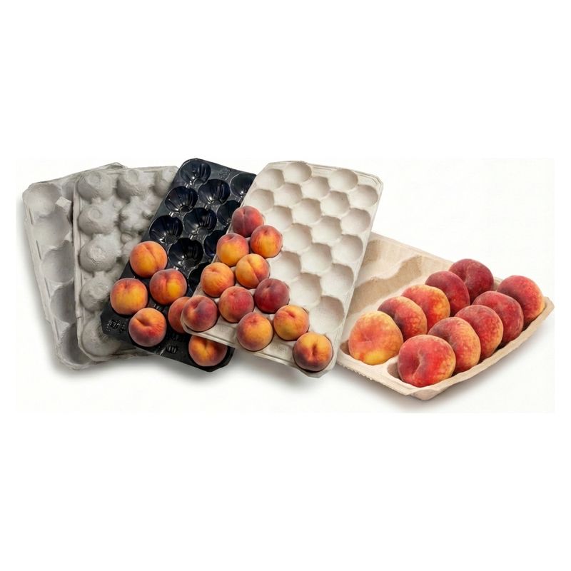 Surtido de alveolos para fruta de distintos materiales y colores