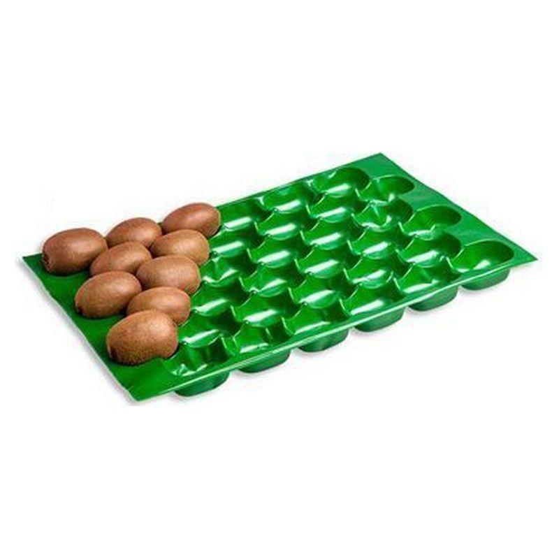 Alvéolo verde de formato 30x50 com kiwis em parte das cavidades