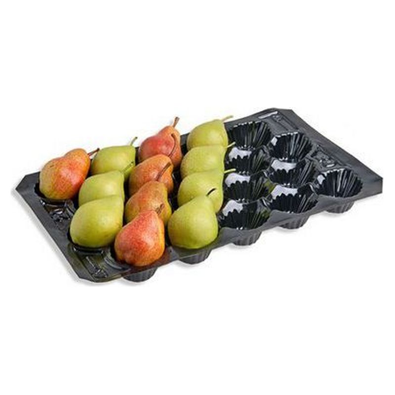 Alveolo negro de formato 30x50 con peras verdes y rojizas en parte de las cavidades