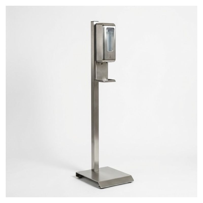 Dispenser di gel automatico montato su colonna metallica da terra