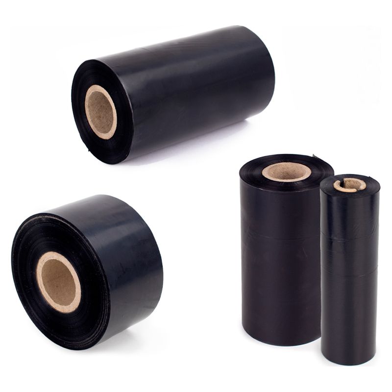 Bobinas de ribbon negro de transferencia térmica de distintos anchos con mandril de cartón