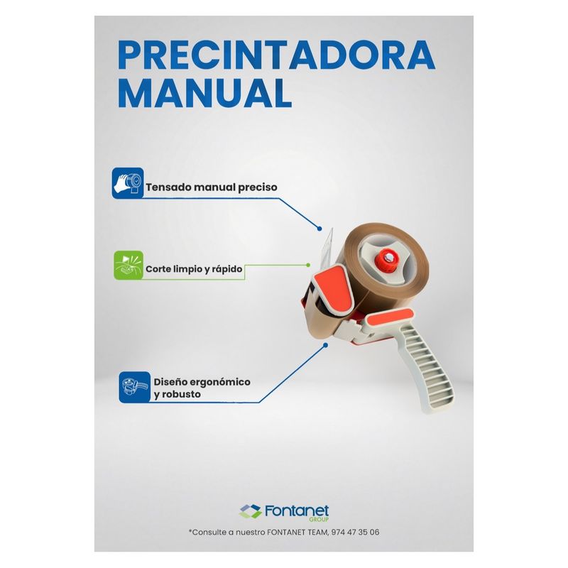 Tendinastro manuale con rotolo di nastro marrone, lama dentata e impugnatura ergonomica