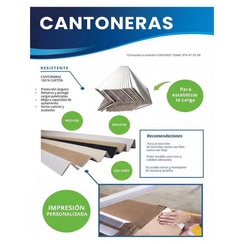 Scheda di catalogo di angolari in cartone bianchi, kraft e neri applicati su scatole