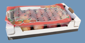 Cubre de plástico para caja de fruta con impresión de frutas